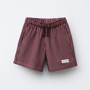 Zara Kids Striped Shorts - Washed Burgundy/Brown
